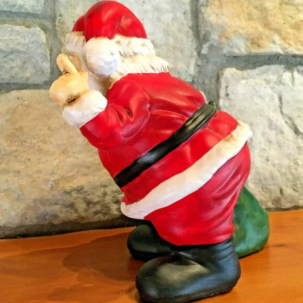 Vintage Ceramic SANTA Claus is Coming to Town MUSIC BOX Toy Bag Musical